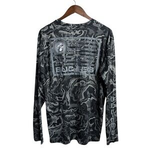 Buc-ees shirt men's large gray camouflage active‎ performance outdoor polyester